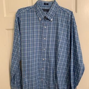 Peter Millar Blue/Gold Plaid Button Down - XL